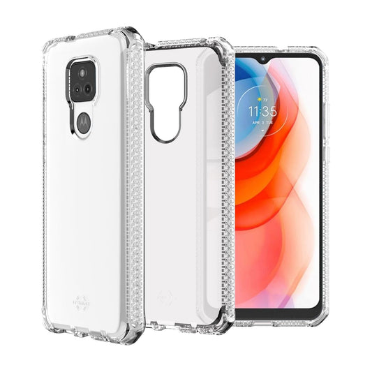 Itskins Spectrum // Clear Protective Phone Case Compatible with Moto G Play (2021), Slim Hybrid Case, Anti-Yellowing, and Heavy Duty Shockproof Cover, Military Phone Case - Transparent