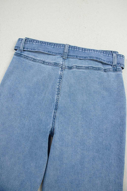 Ava Sash Wide Leg Jeans - Beau Blue / 12