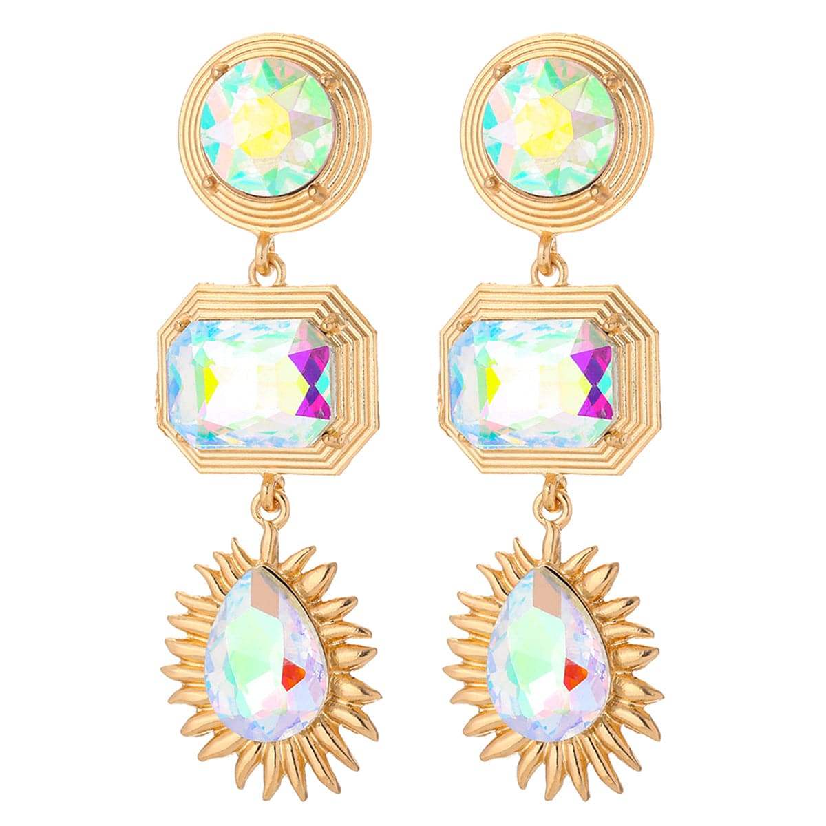 Crystal & Goldtone Geometric Drop Earrings