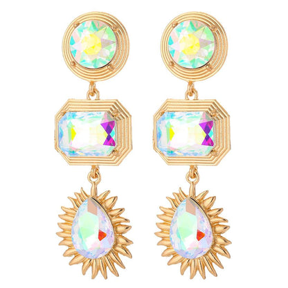 Crystal & Goldtone Geometric Drop Earrings