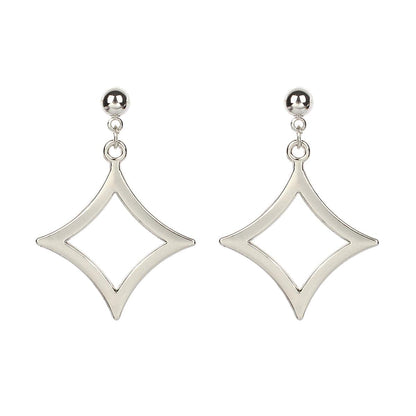 Silvertone Open Rhombus Drop Earrings