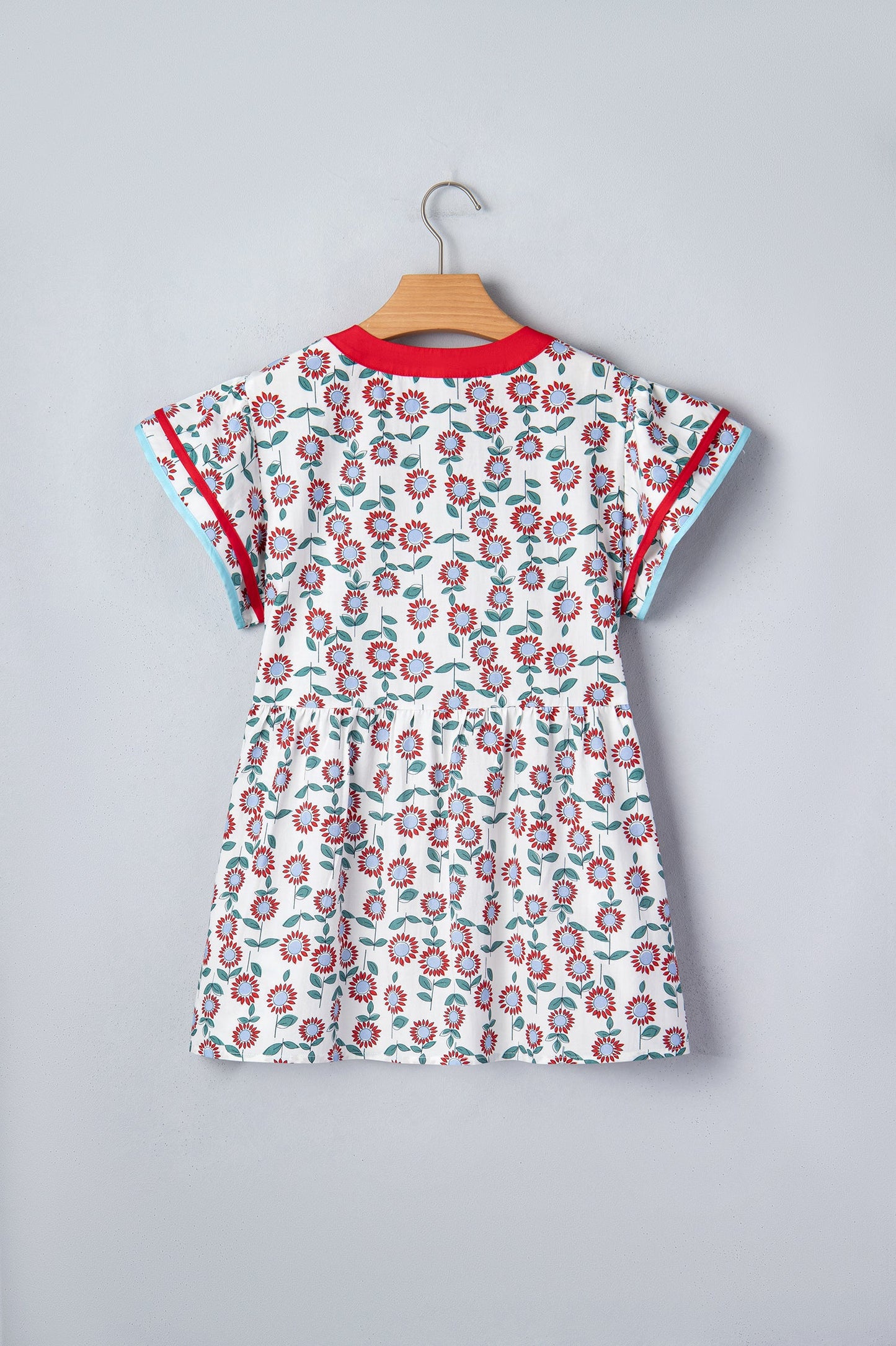 Threaded Pear Avery Trim Flutter Sleeve Blouse