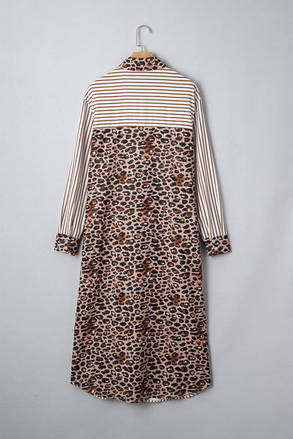 Threaded Pear Caroline Contrast Patchwork Long Shirt Dress