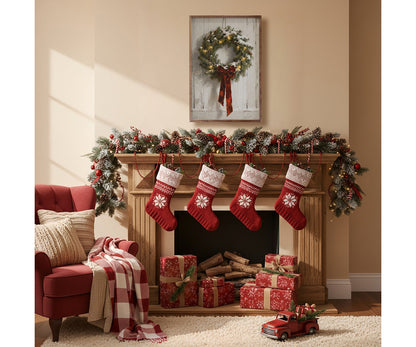 Kendrick Home Red Velvet Ribbon Wreath
