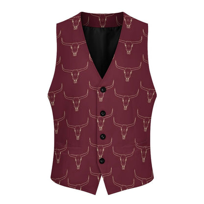 Baha Ranch Burgandy Longhorn Men's Western Vest