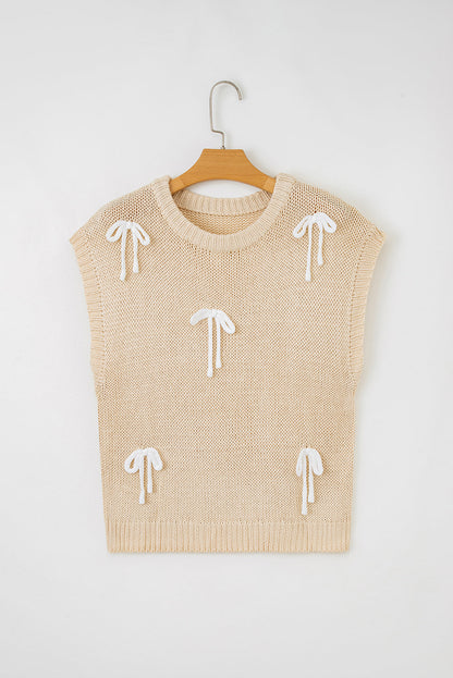 Threaded Pear Giselle applique Cap Sleeve Sweater
