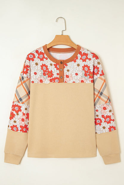 Threaded Pear Azari Plaid Patchwork Casual Top