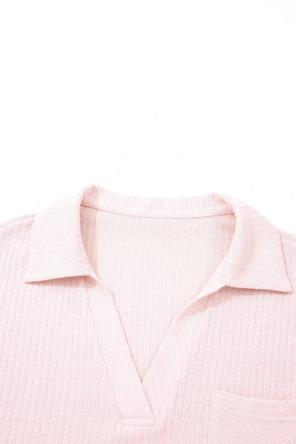 Threaded Pear Marley Light Collared Ribbed Tee