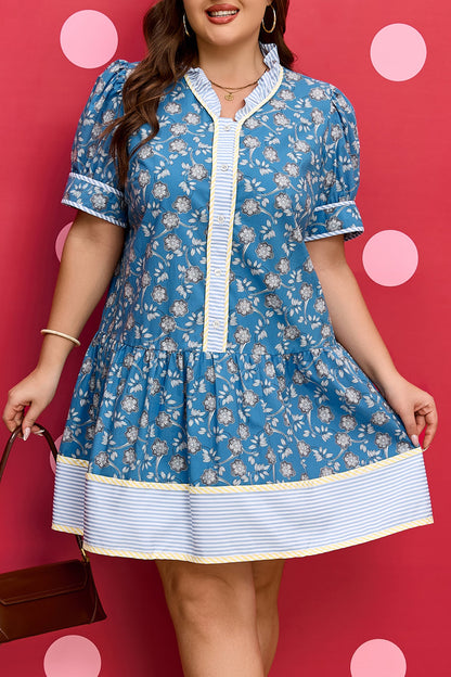 Threaded Pear Meilani Front Ruffle Hem PLUS Dress