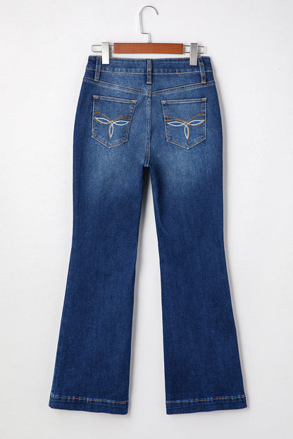 Threaded Pear Samantha Western Stitch Patched Pocket Bootcut Jeans