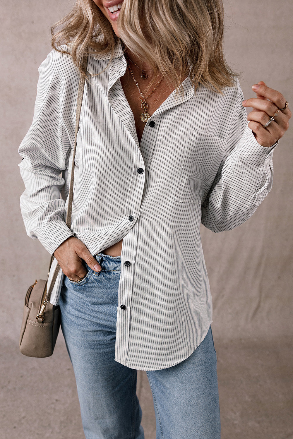Threaded Pear Zazita Tab Sleeve Long Shirt