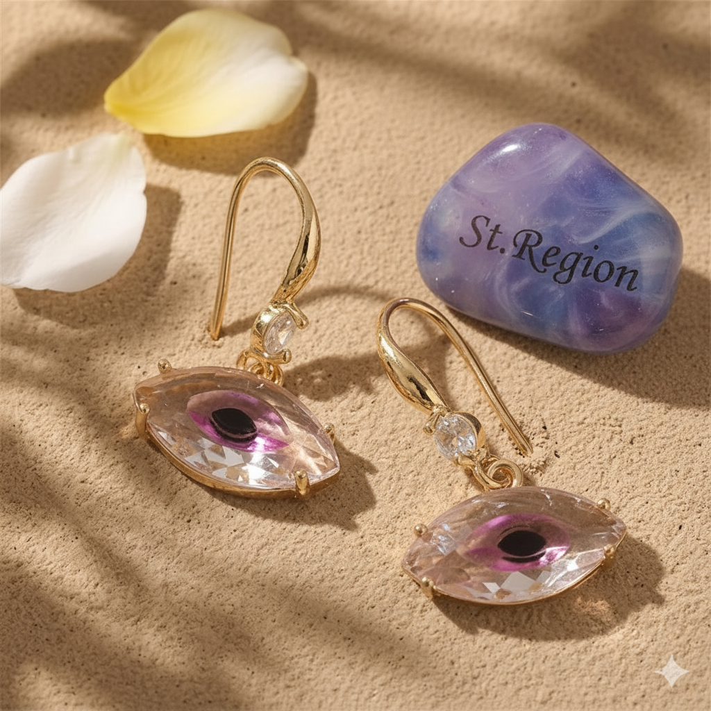 Pink Crystal & Cubic Zirconia Goldtone Eye Hook Earrings