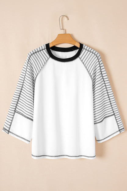 Threaded Pear Alaia Sleeve Raglan Patchwork Top