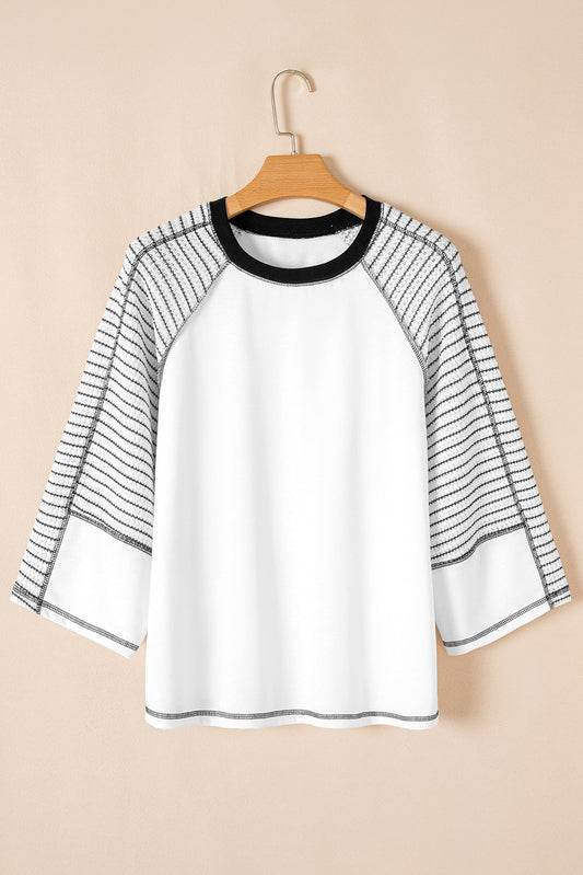 Threaded Pear Alaia Sleeve Raglan Patchwork Top