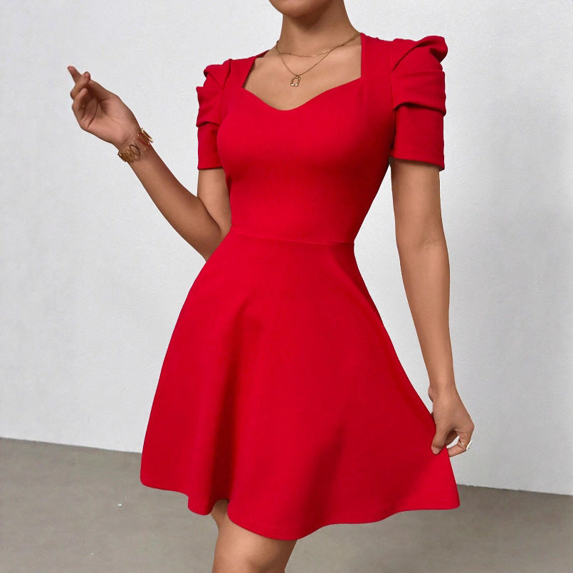 boat neck high waisted mini dress Boat Neck Belted Mini Dress-Burgundy M main image 0