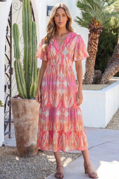 Threaded Pear Luz Sleeve Boho Maxi Dress