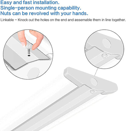 110W 8FT LED Shop Lights Ultra Slim LED Wraparound, 12600LM, 5000K, 8 Foot Strip Light, Flush Mount Garage Office Warehouse Ceiling Lighting Fixture, 8 Foot Fluorescent Tube Replacement, 4 Pack