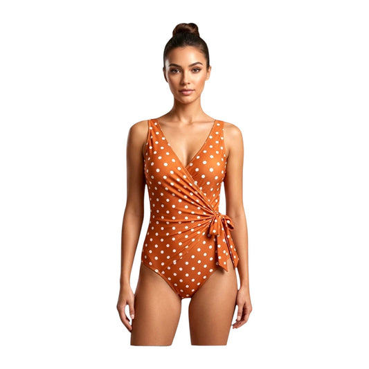 Marina West F1802 One-Piece Swimsuit (Brick/White Dot)
