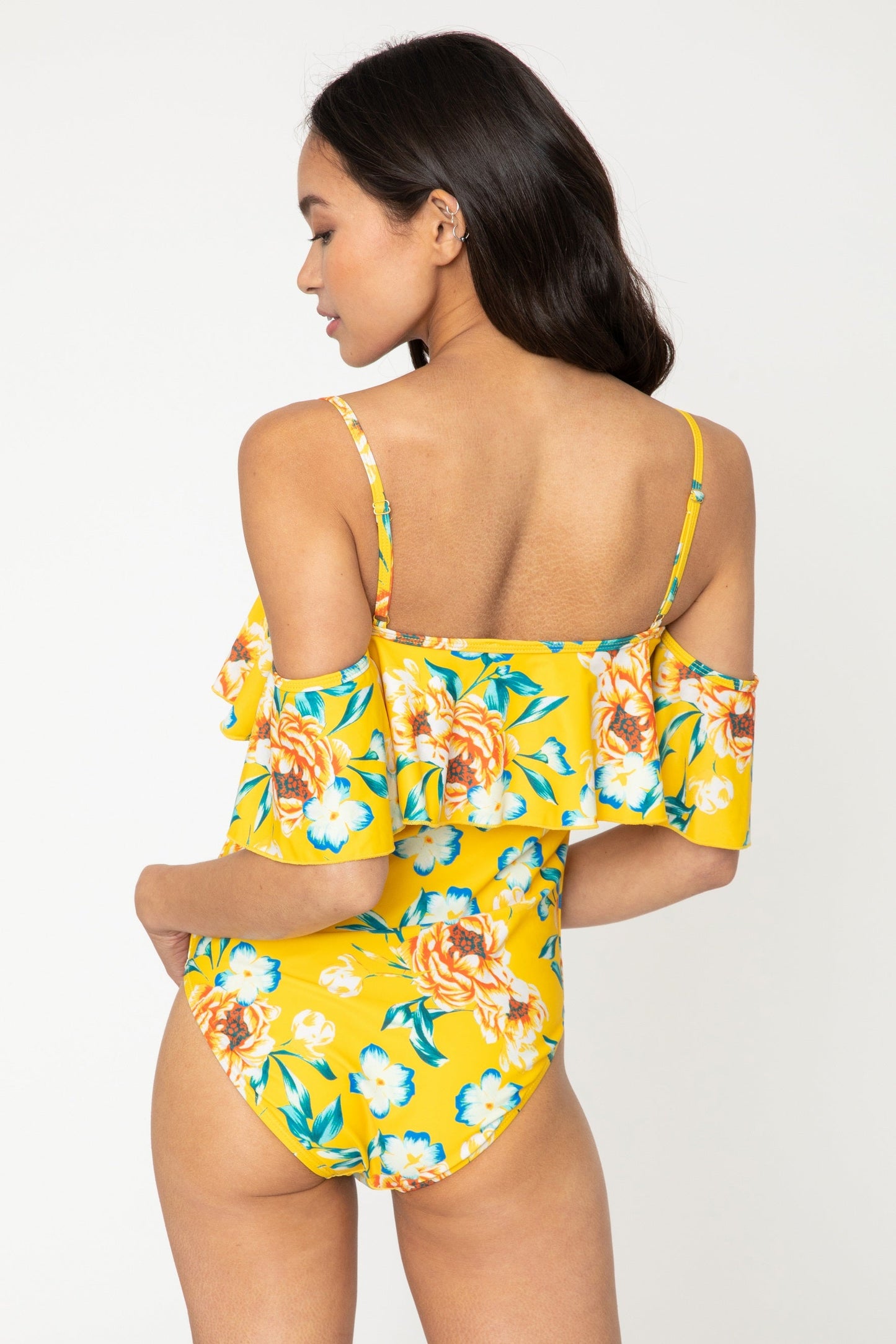Marina West Big Ruffled with Adjust Shoulder String One Piece Swimsuit (F1810) - Bramble Yellow