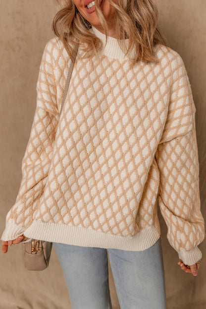 Threaded Pear Ximena Rhombus Textured Knit Sweater
