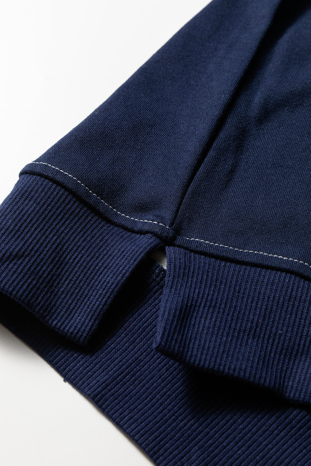 Threaded Pear Blue Stripe Contrast Stitched Detail Color Block Patchwork Plus Size Sweatshirt
