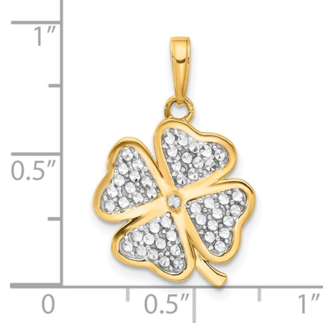 14K Yellow Gold Four Leaf Clover Charm Pendant