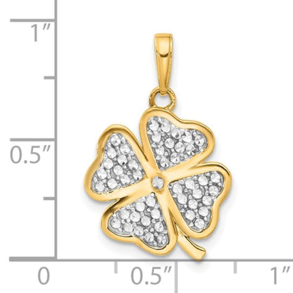 14K Yellow Gold Four Leaf Clover Charm Pendant