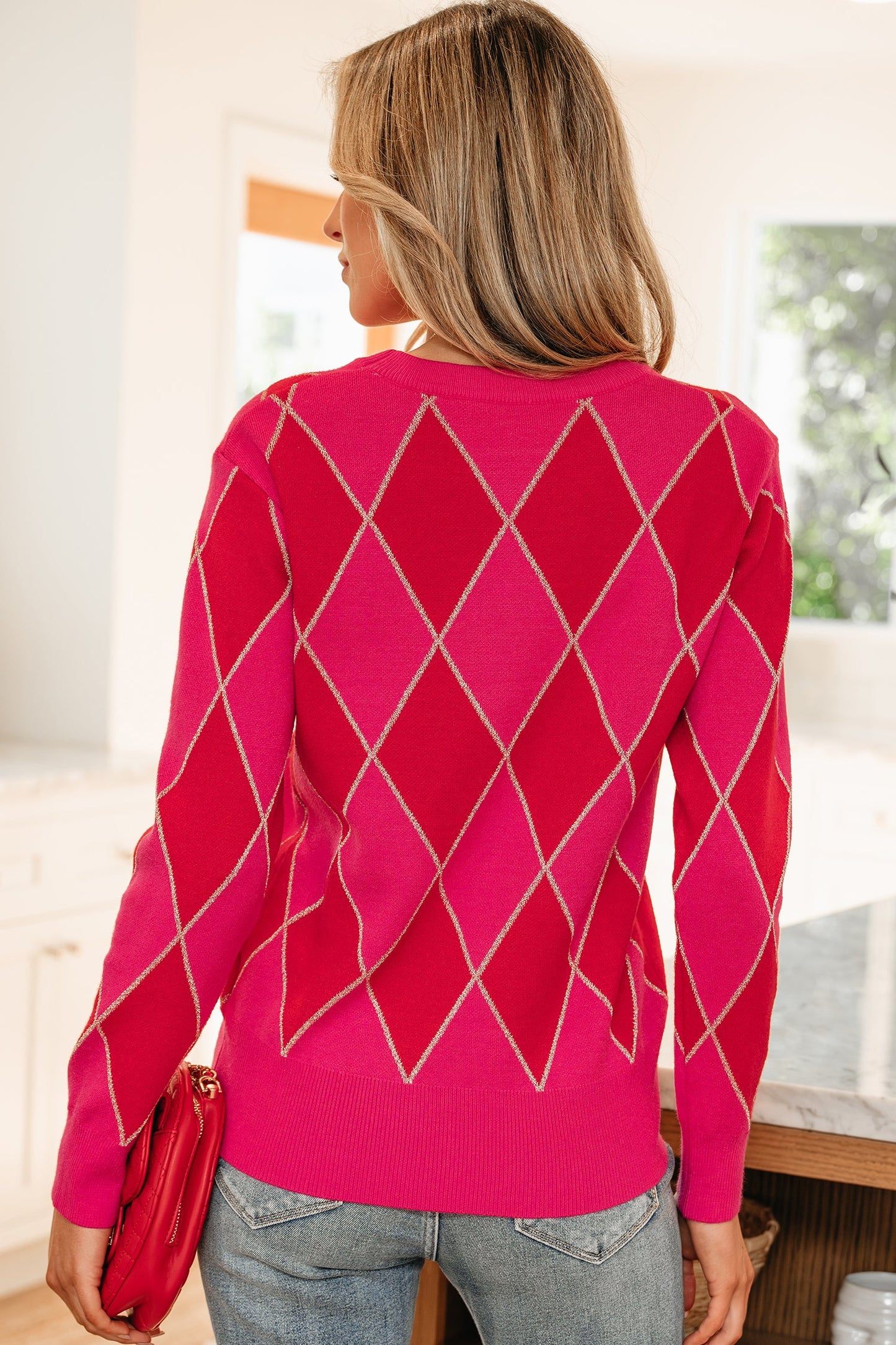 Threaded Pear Wynter Pattern Knit Casual Sweater