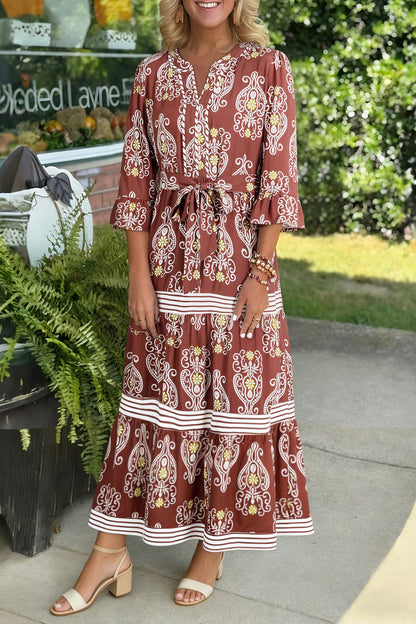 Threaded Pear Katie Trim Tiered Maxi Dress