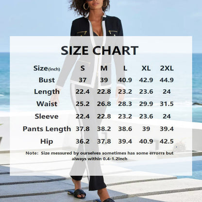 Women's Gold-Zip Contrast Trim Tracksuit Set – Fitted Jacket & Slim Flare Pants