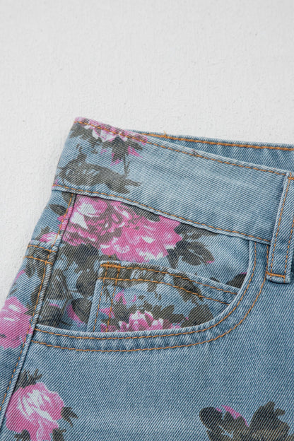 Threaded Pear Esme Floral Print Bootcut Jeans