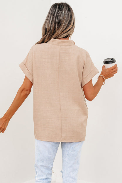 Threaded Pear Jessica Rolled Short Sleeve Blouse