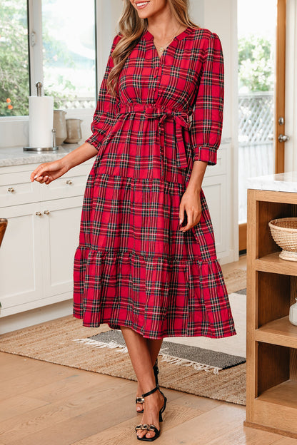 Threaded Pear Della Ruffle Hem Long Dress