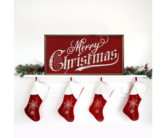 Kendrick Home Vintage Merry Christmas Red