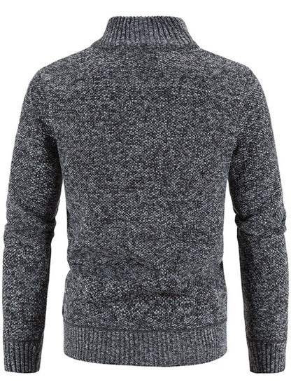 Men's Plus Size Zip-Up Long Sleeve Cardigan