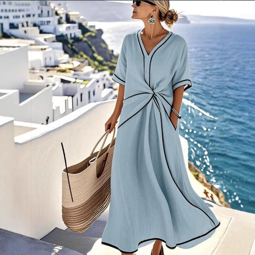 zulily beach dresses Women Summer Fashion Beach Sundress Dark blue / XL
