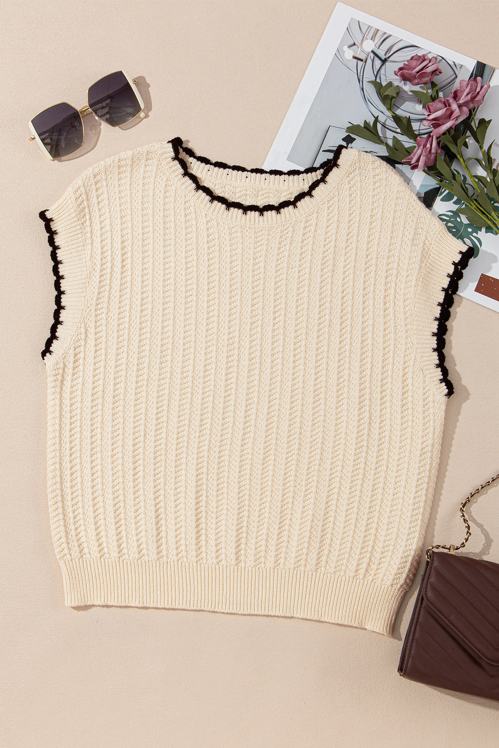 Threaded Pear Sophia Knit Short Sleeve Sweater