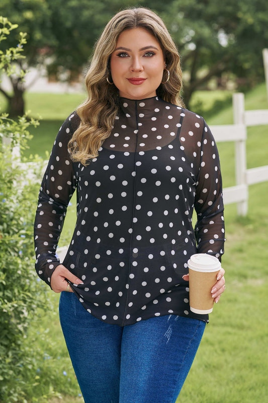 Threaded Pear Anne Sleeve Mesh top Long Sleeve PLUS Top