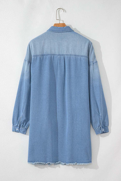 Threaded Pear Journee Medium Washed Denim Shirt Dress