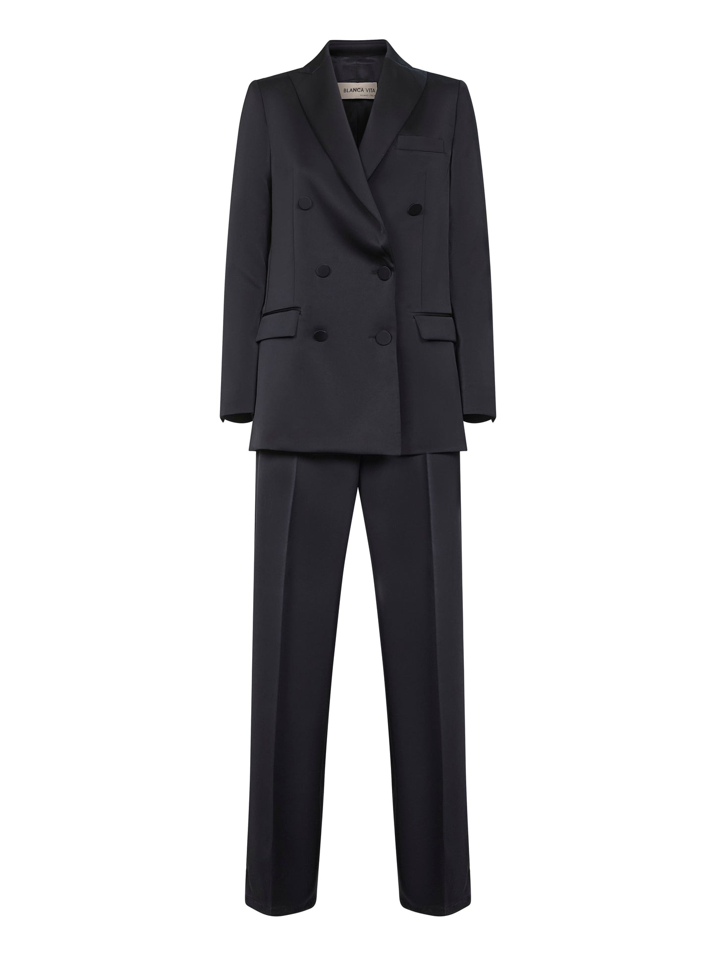 Midnight Blue Satin Suit