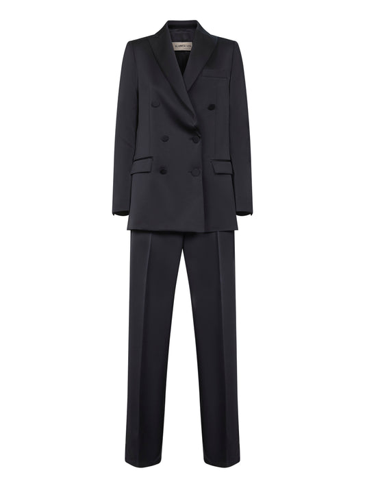 Midnight Blue Satin Suit