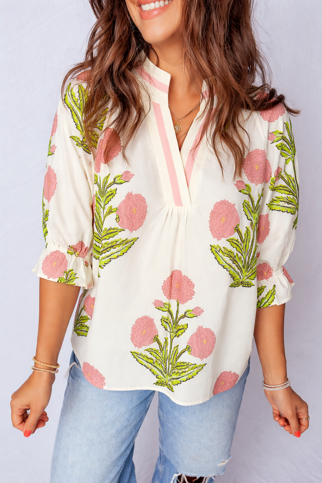 Threaded Pear Noelle 3 4 Sleeve Blouse