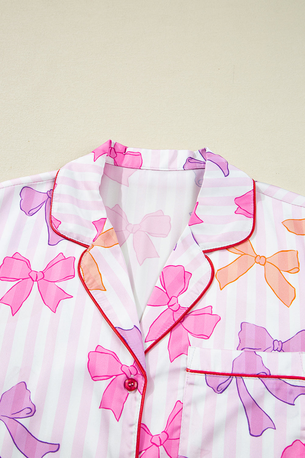 Threaded Pear Gracelynn Contrast Piping Trim Shirt