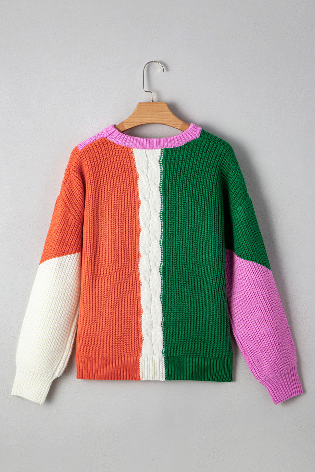 Threaded Pear Hailey Textured Knit Drop Shoulder Loose Fit Sweater