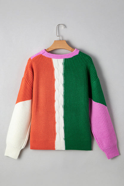Threaded Pear Hailey Textured Knit Drop Shoulder Loose Fit Sweater