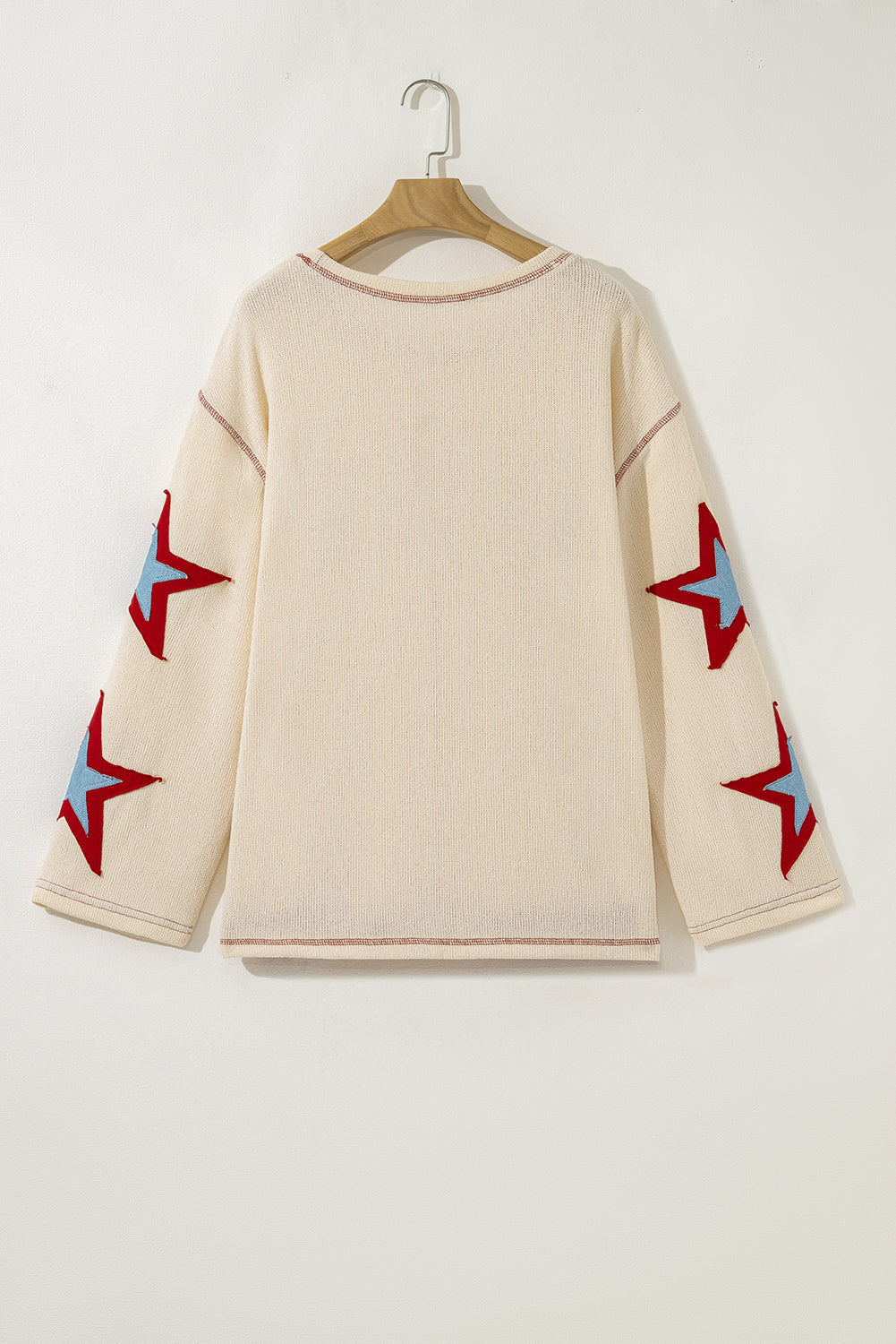 Threaded Pear USA Patchwork Exposed Seam Long Sleeve Top