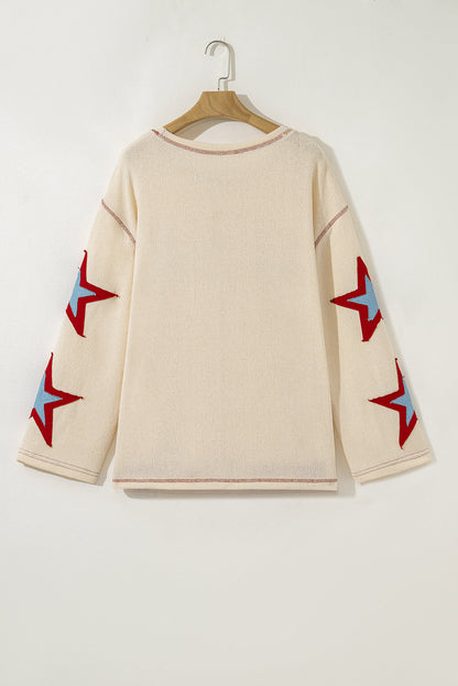 Threaded Pear USA Patchwork Exposed Seam Long Sleeve Top