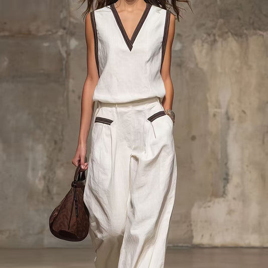 Women's Minimalist Sleeveless Two-Piece Set