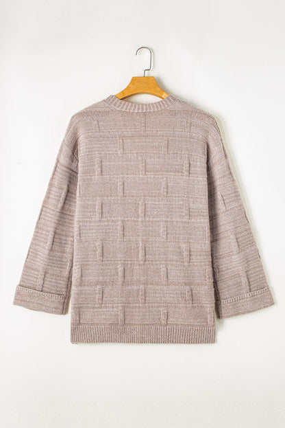 Threaded Pear Athena Knit Open Front Chic Cardigan with Pockets