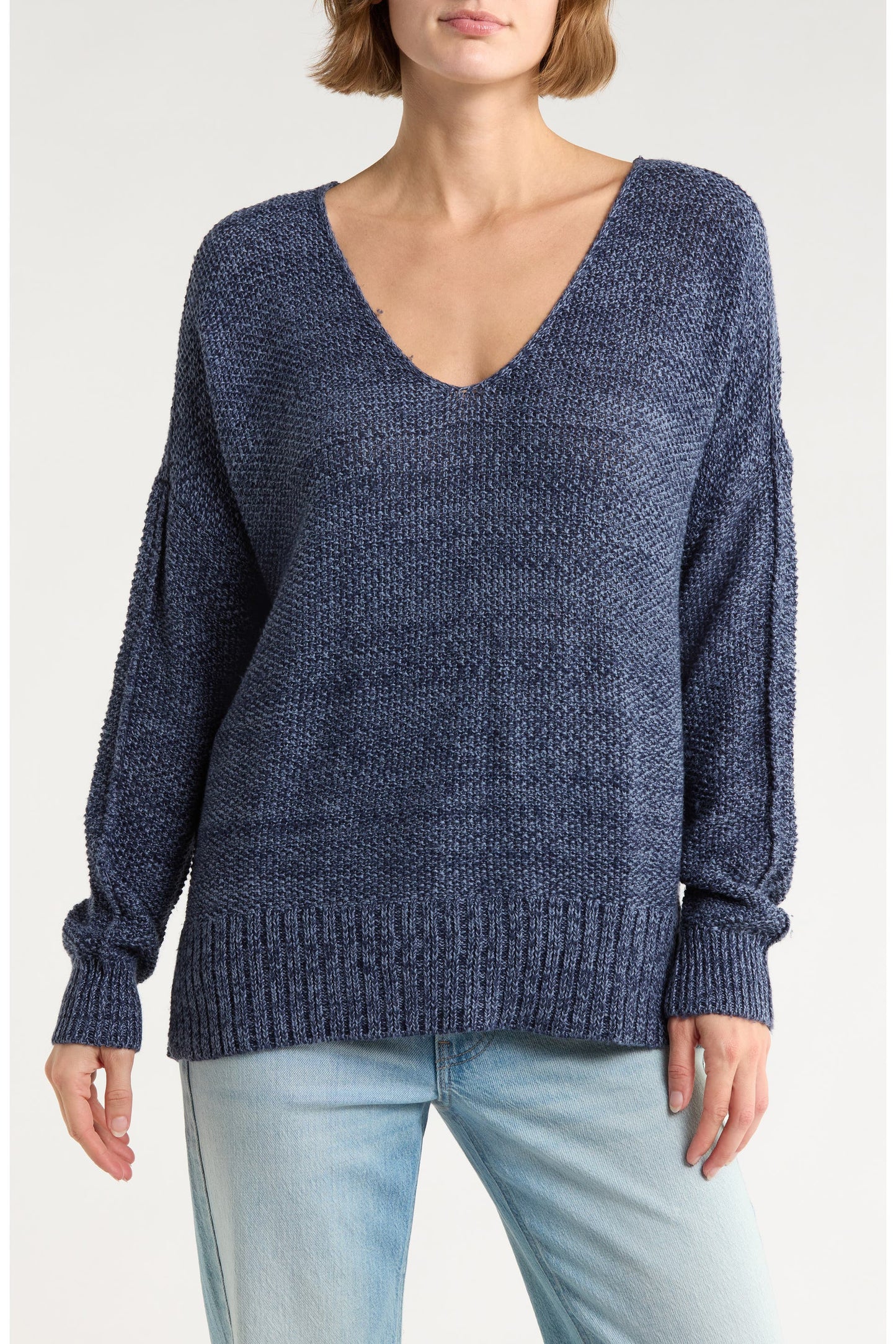 Lucky Brand Women's Spring Weight V Neck Pullover - American Navy
